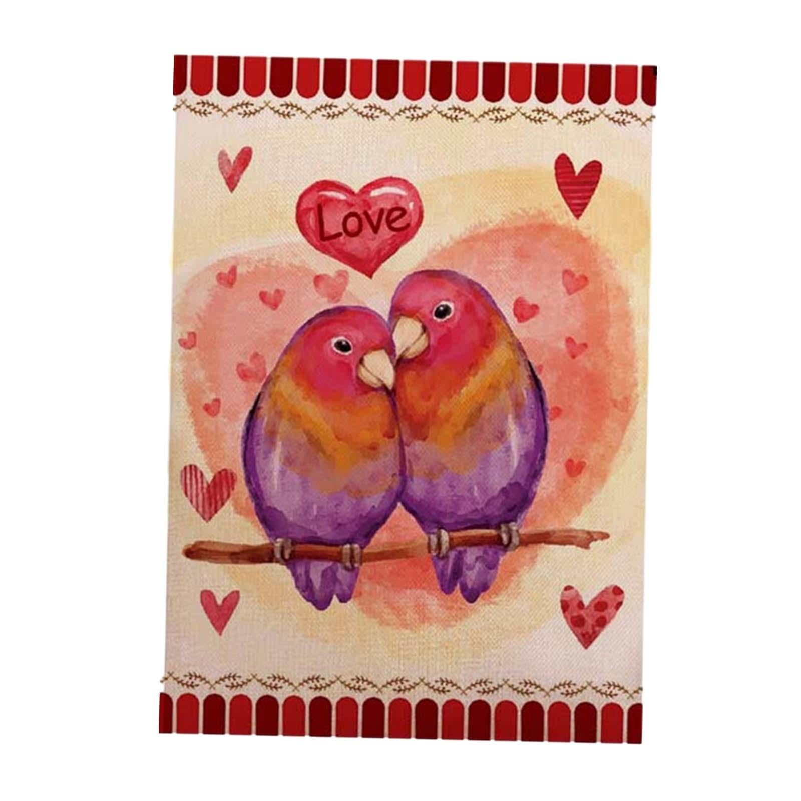 2xValentine's Day Flag Double Sided Hanging Decoration for Porch Lawn Backyard Style E