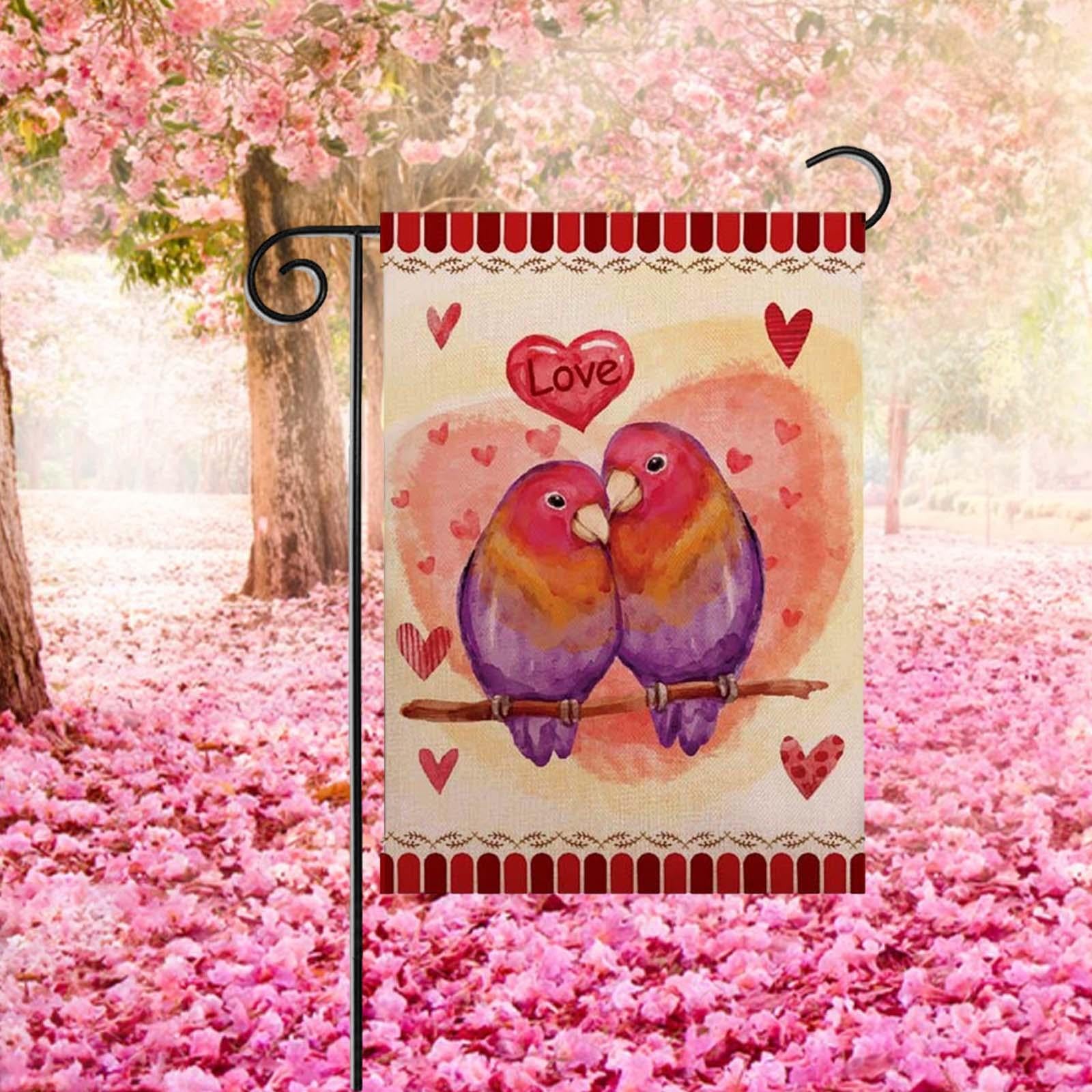 2xValentine's Day Flag Double Sided Hanging Decoration for Porch Lawn Backyard Style E