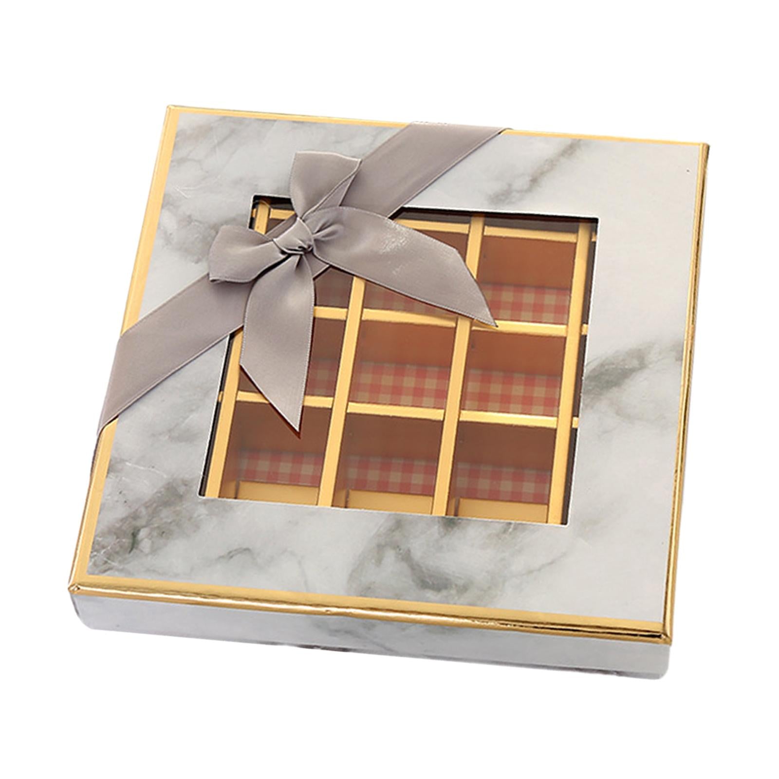 3xChocolate Display Box 9 Grids Trendy Candy Box for Wedding Holiday Birthday Gray