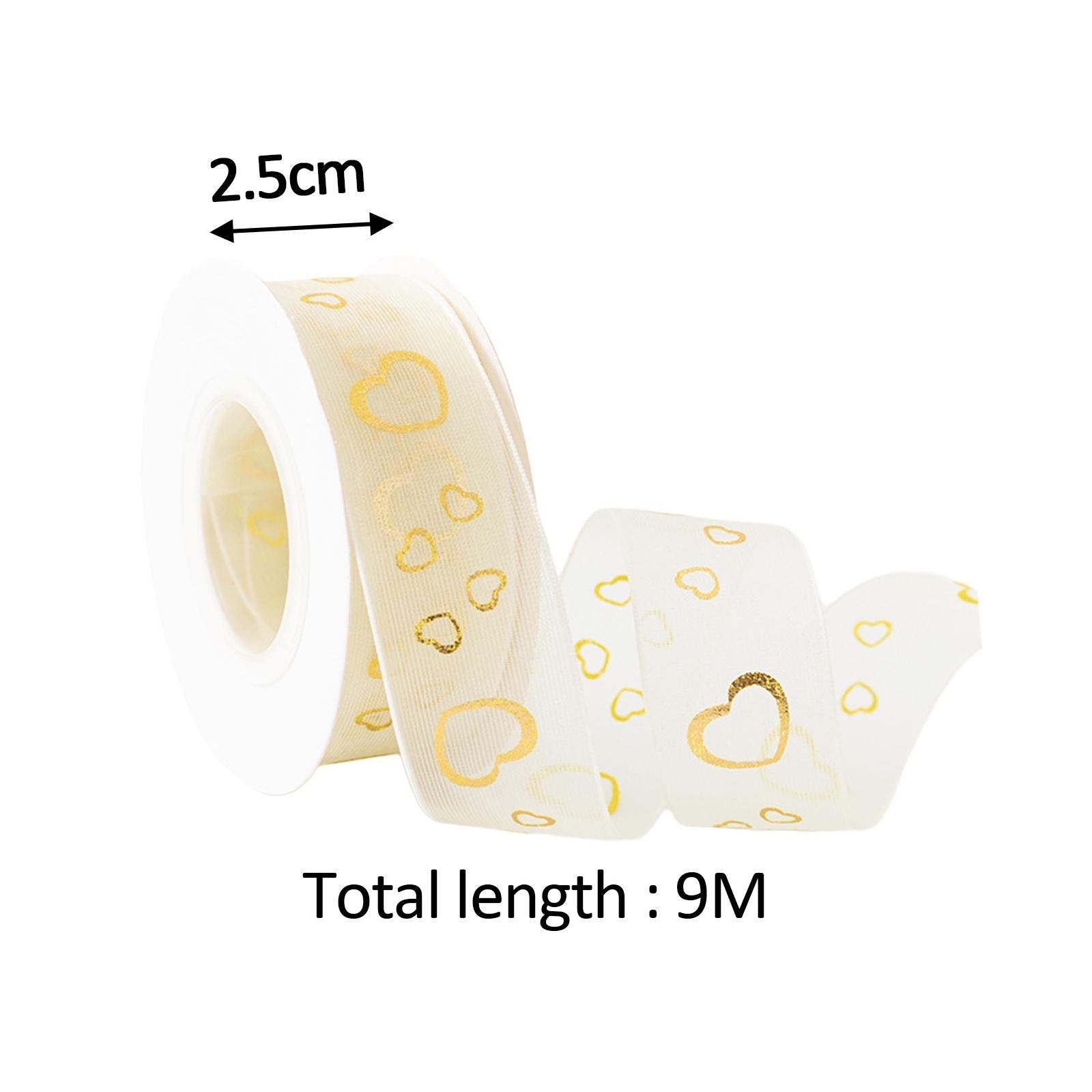 4xTulle Fabric Valentines Day Decor Birthdays Width 2.5cm Creative Mesh Ribbon Heart