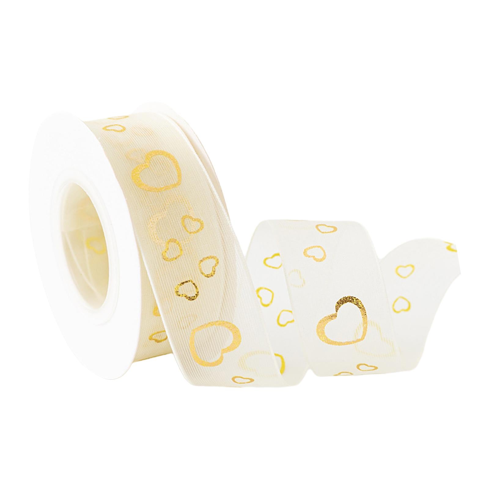 2xTulle Fabric Valentines Day Decor Birthdays Width 2.5cm Creative Mesh Ribbon Heart