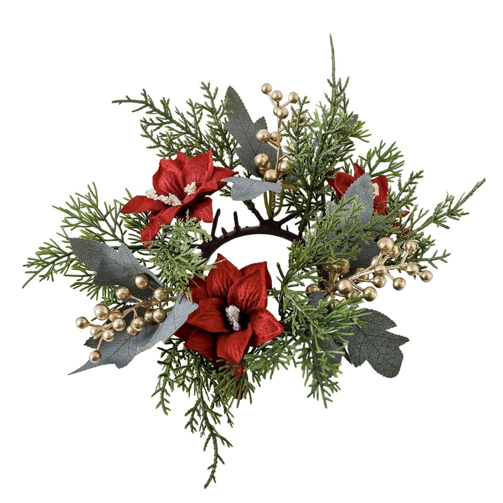 Christmas Candle Ring Wreath 25cm Garland for Table Centerpiece Holiday Xmas Green