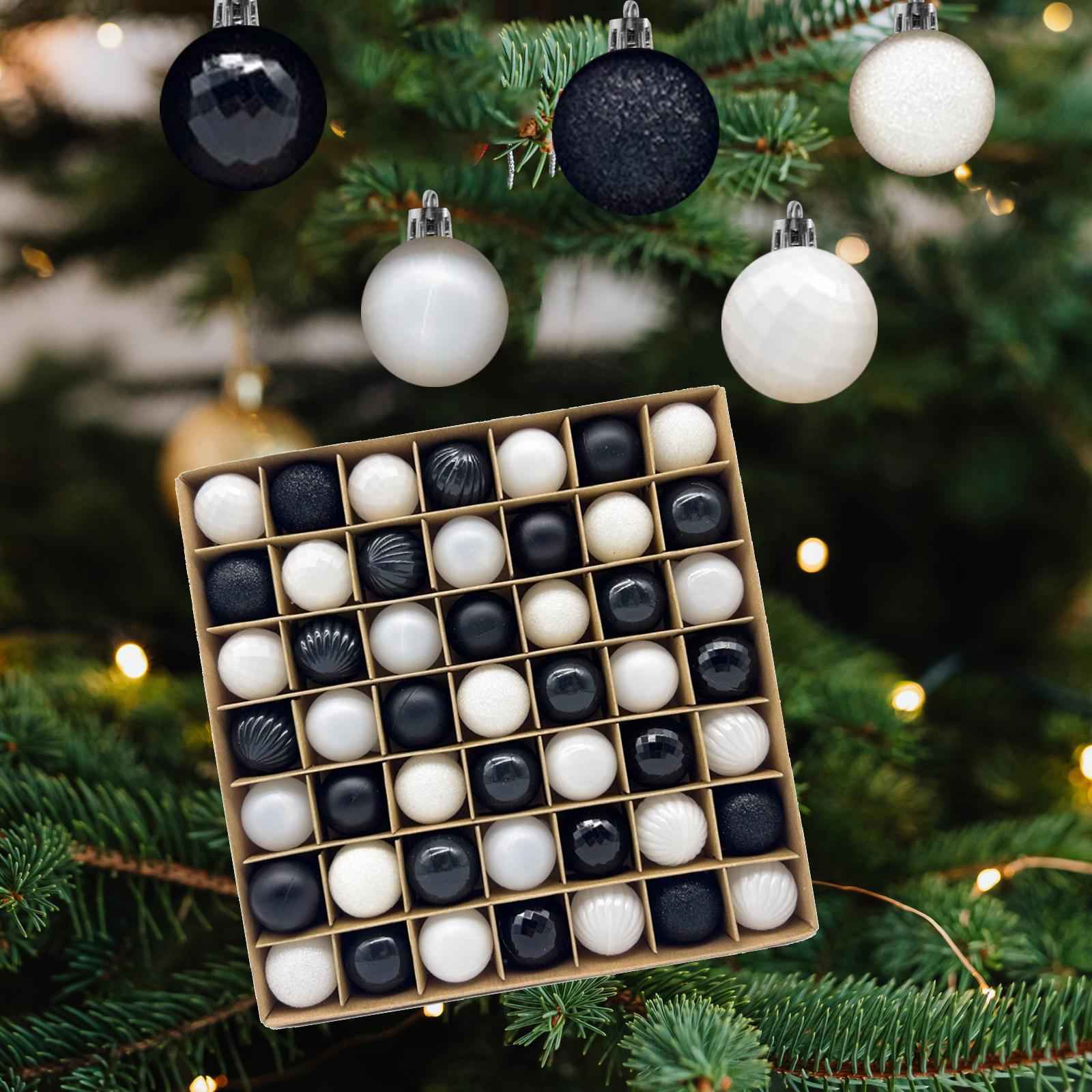 49x Christmas Balls Ornaments Christmas Tree Pendants for Home Wedding Party Black White