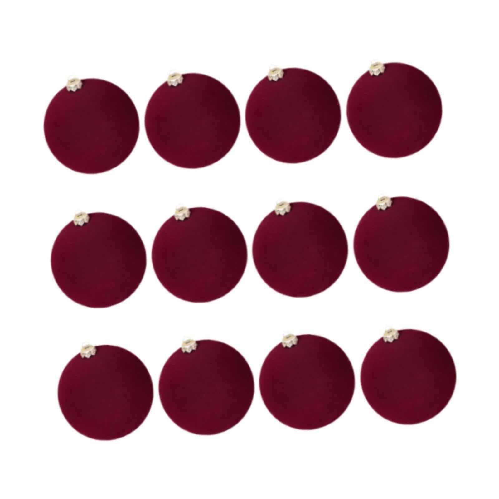 12 Pieces Flocked Christmas Ball Ornaments Christmas Decorationsshatterproof All Burgundy