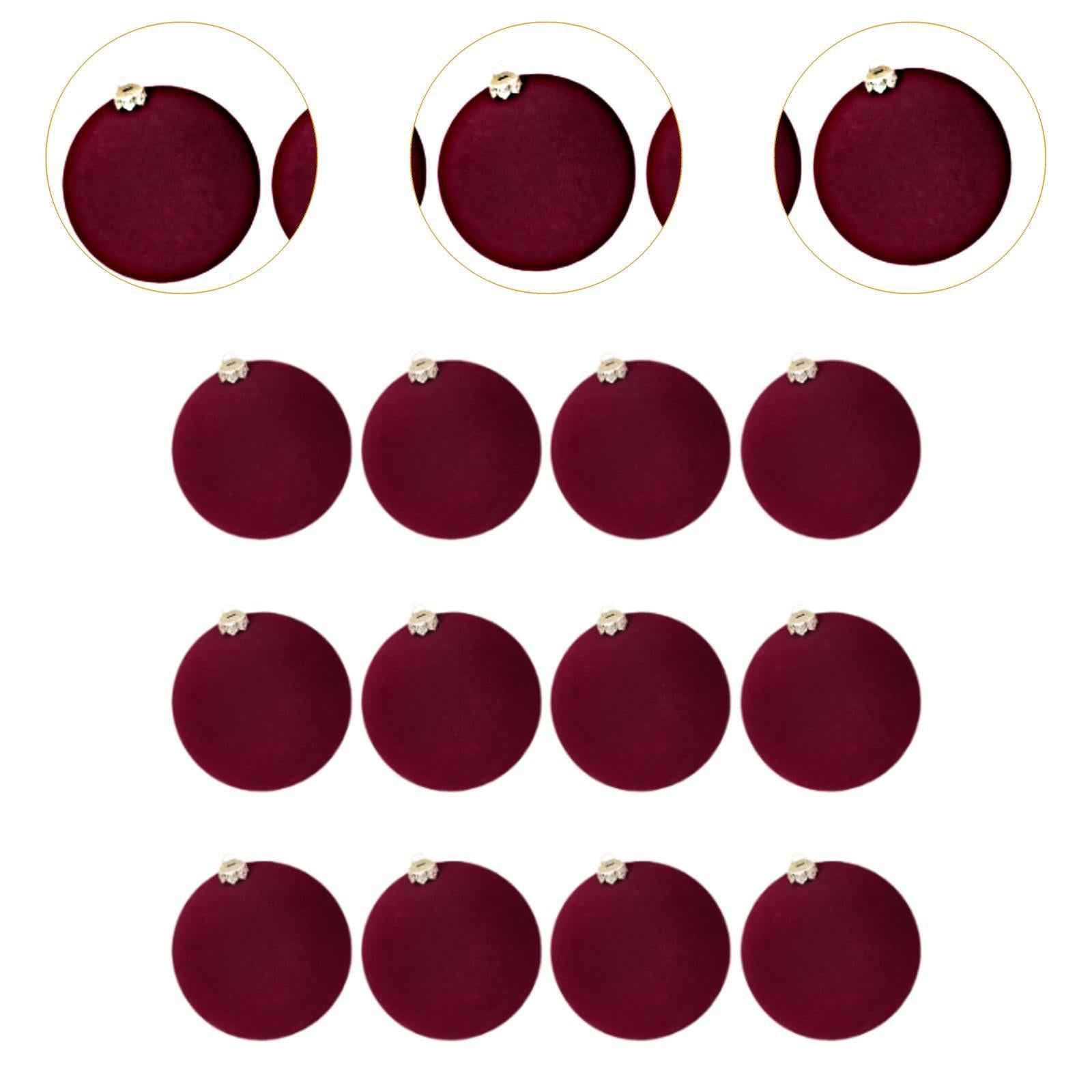 12 Pieces Flocked Christmas Ball Ornaments Christmas Decorationsshatterproof All Burgundy