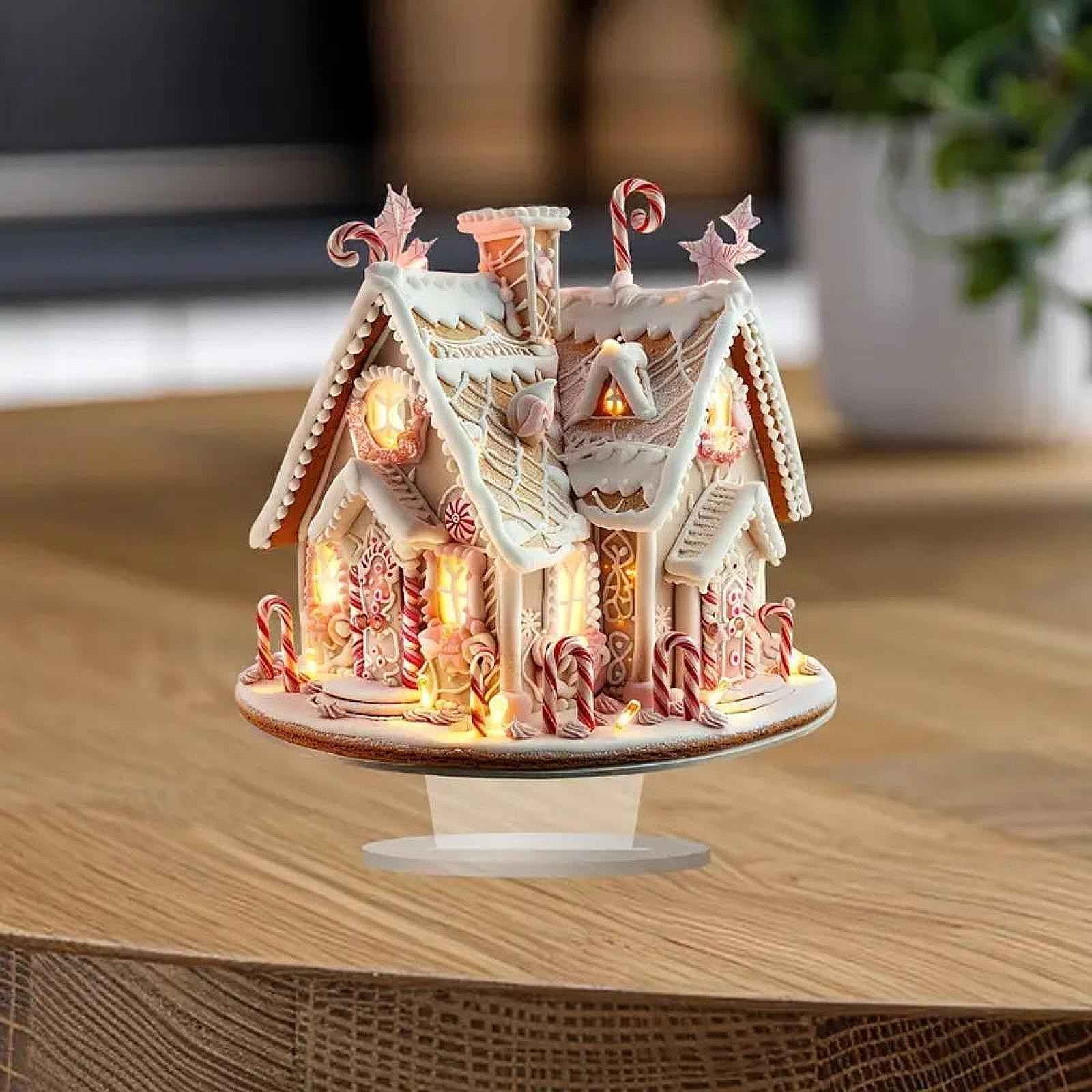 Xmas Gingerbread House Statue Christmas Decoration for Winter Display Indoor