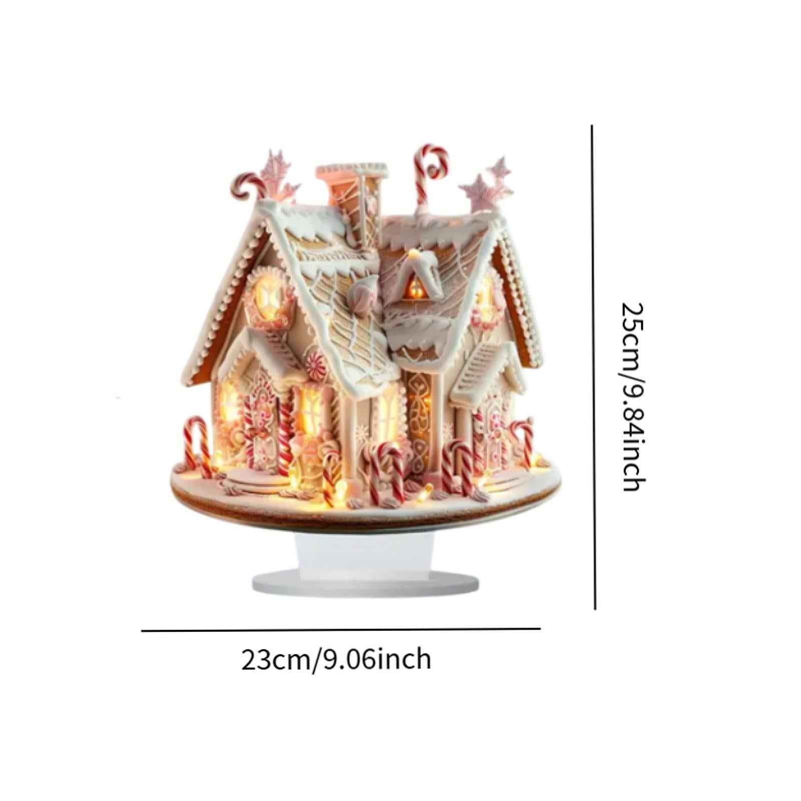 Xmas Gingerbread House Statue Christmas Decoration for Winter Display Indoor