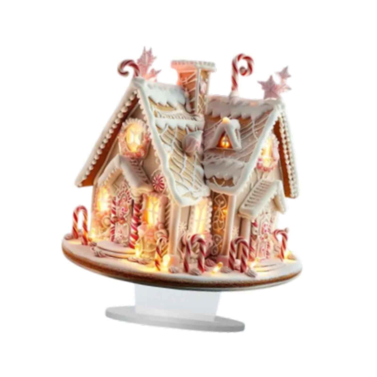 Xmas Gingerbread House Statue Christmas Decoration for Winter Display Indoor