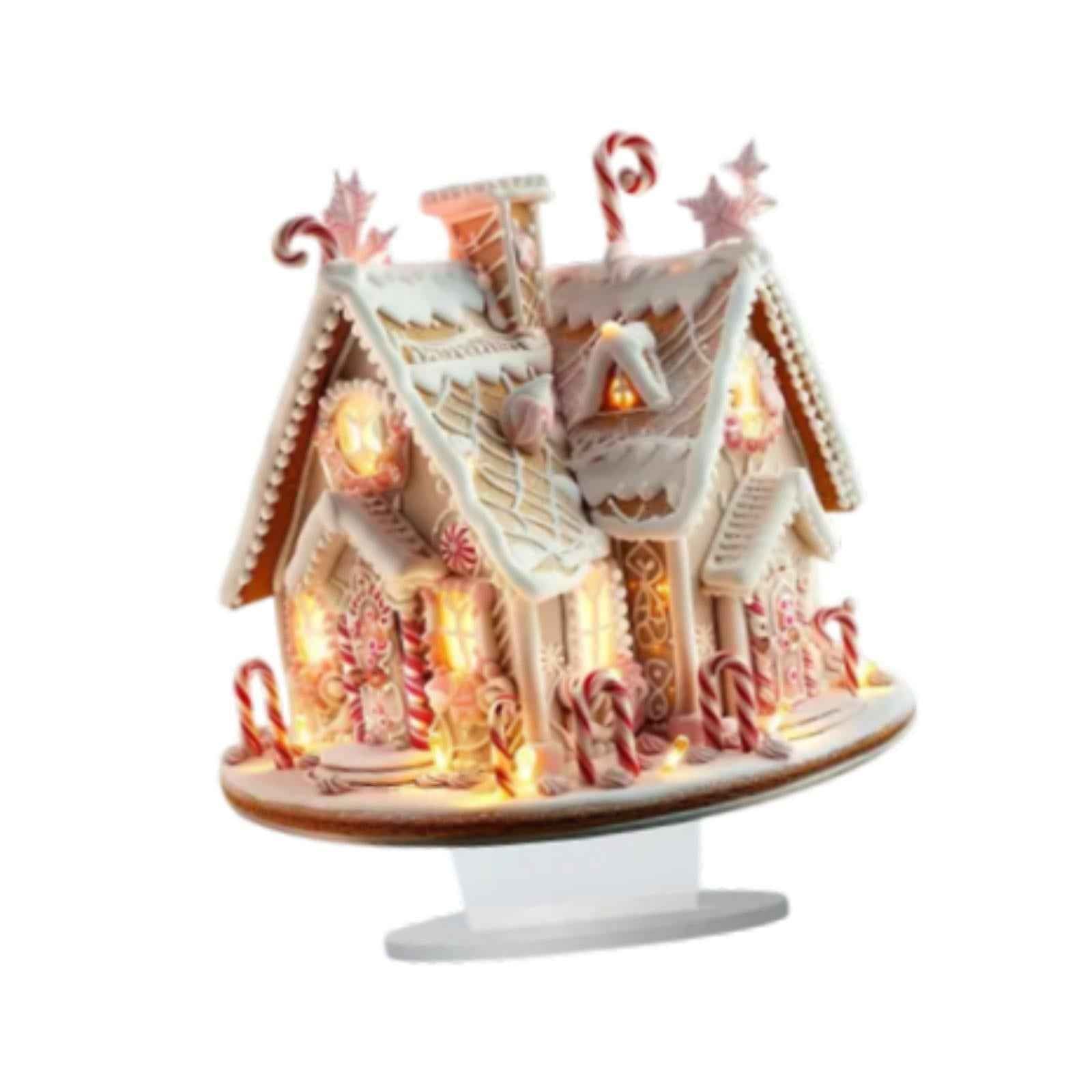 Xmas Gingerbread House Statue Christmas Decoration for Winter Display Indoor