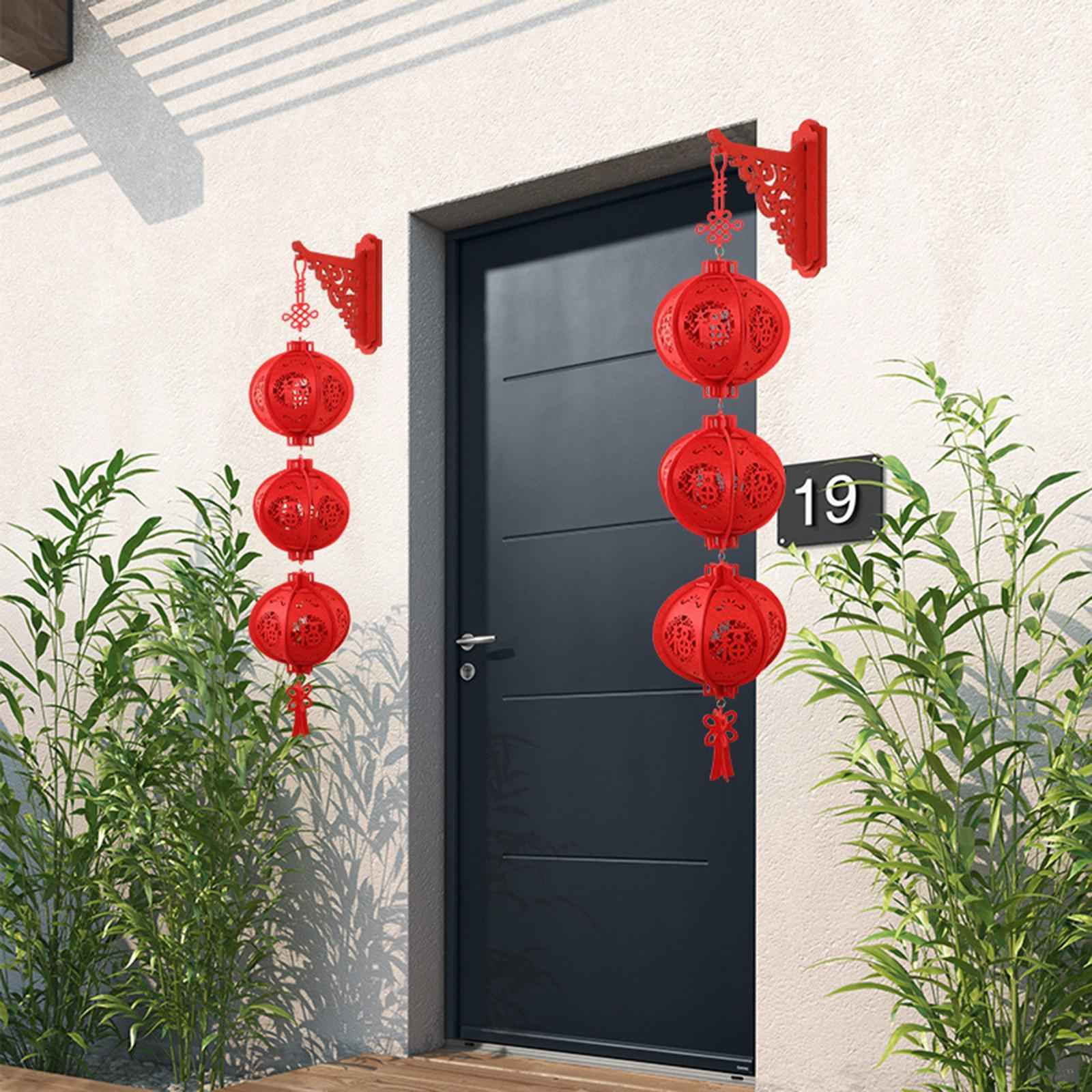 2Pcs Red Chinese Lanterns 2025 New Year Lanterns for Home Wedding Restaurant 26cmx85cm