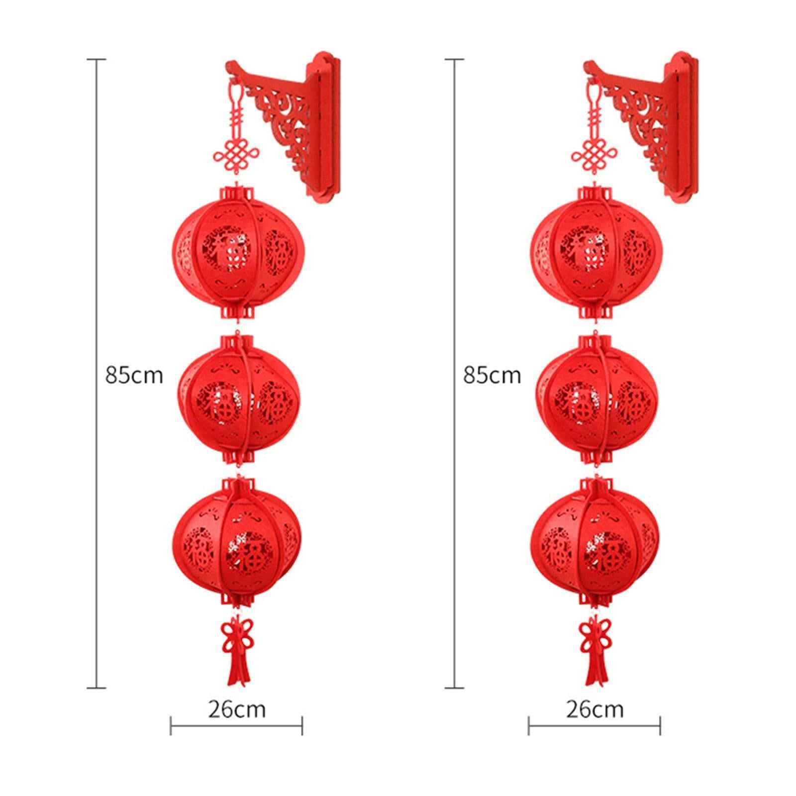 2Pcs Red Chinese Lanterns 2025 New Year Lanterns for Home Wedding Restaurant 26cmx85cm