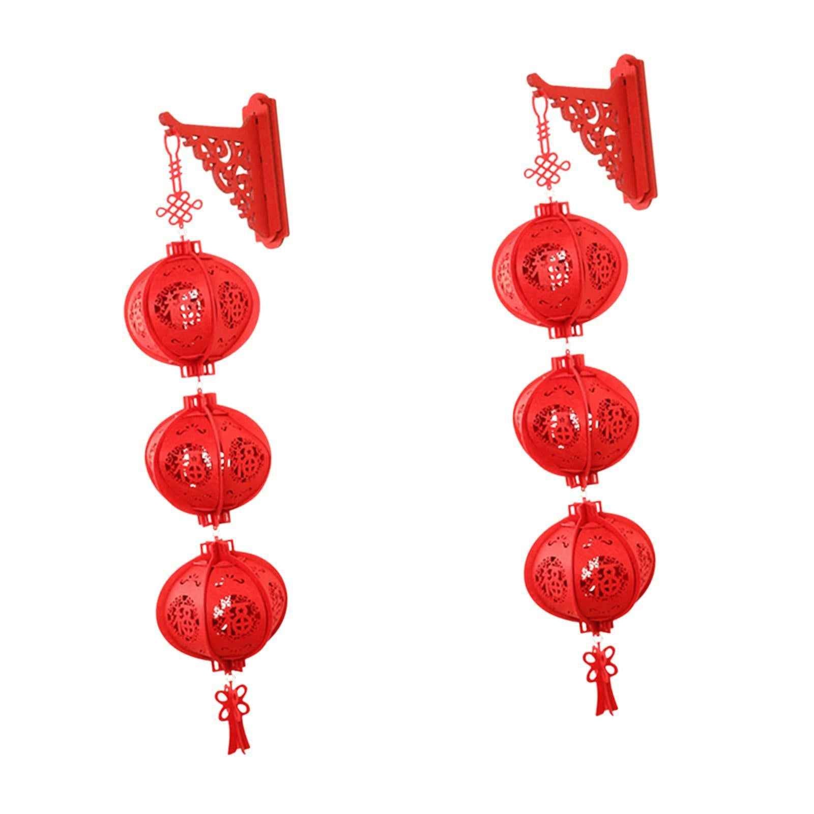 2Pcs Red Chinese Lanterns 2025 New Year Lanterns for Home Wedding Restaurant 26cmx85cm