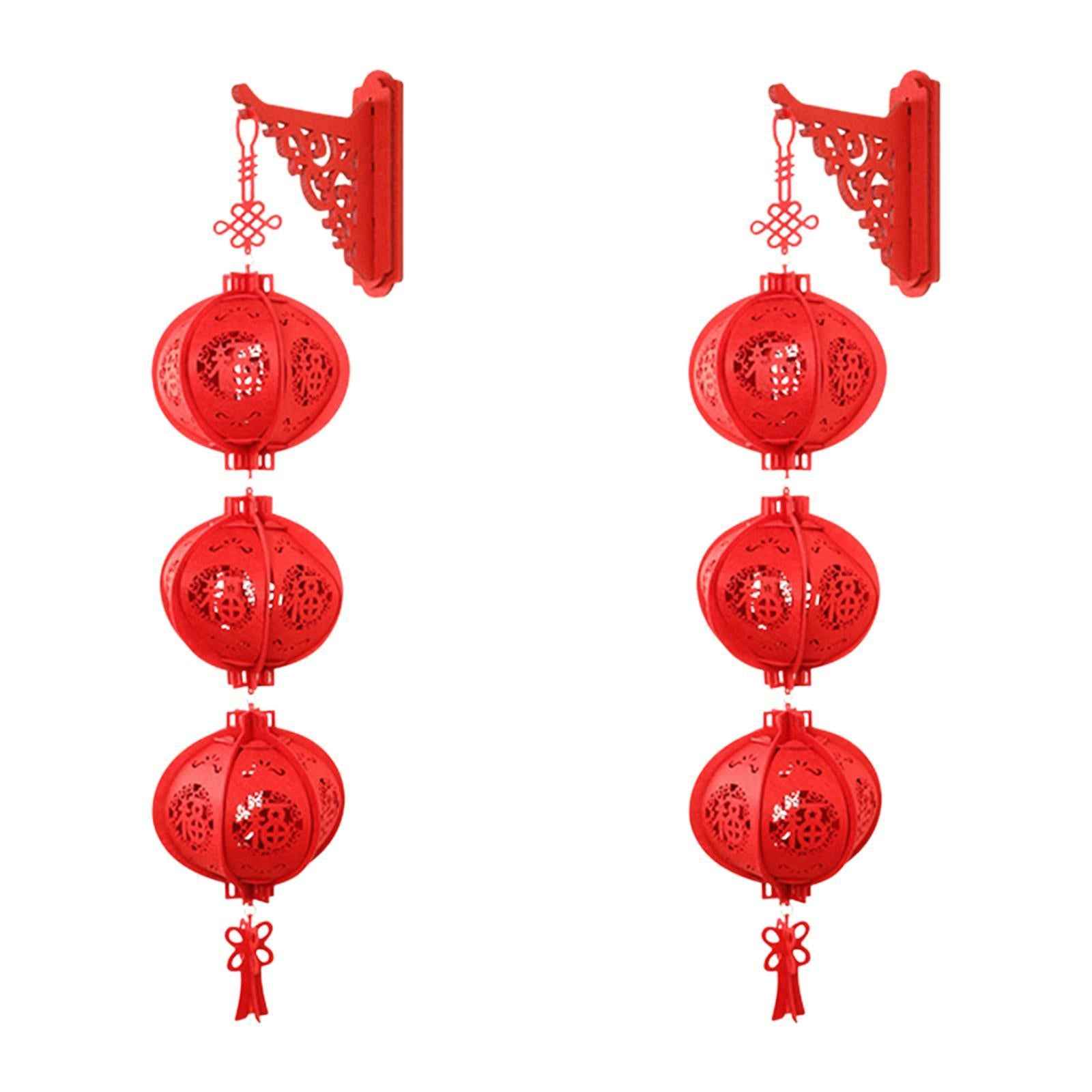 2Pcs Red Chinese Lanterns 2025 New Year Lanterns for Home Wedding Restaurant 26cmx85cm