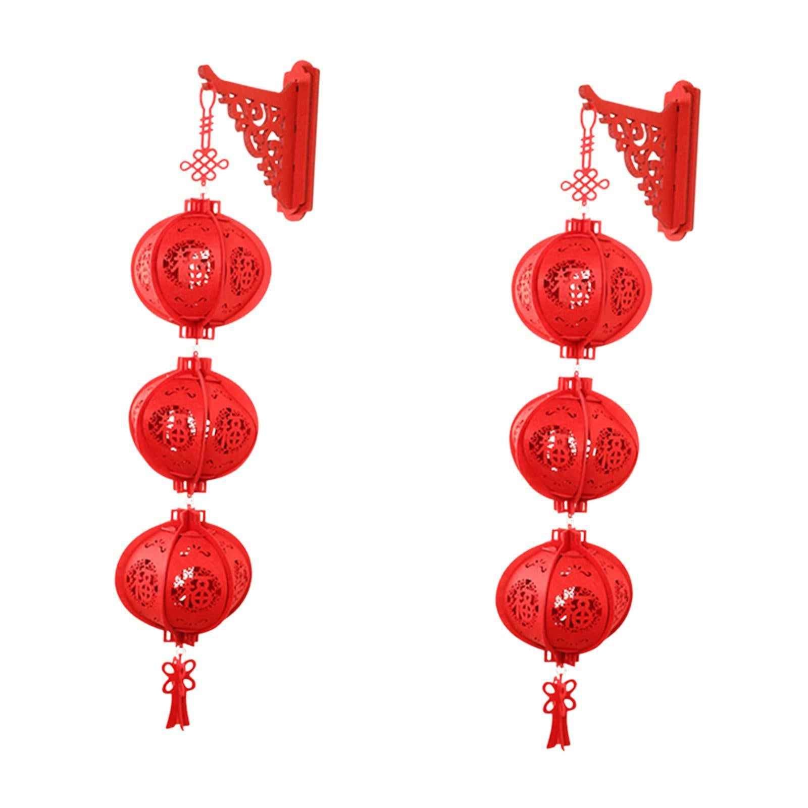 2Pcs Red Chinese Lanterns 2025 New Year Lanterns for Home Wedding Restaurant 26cmx85cm