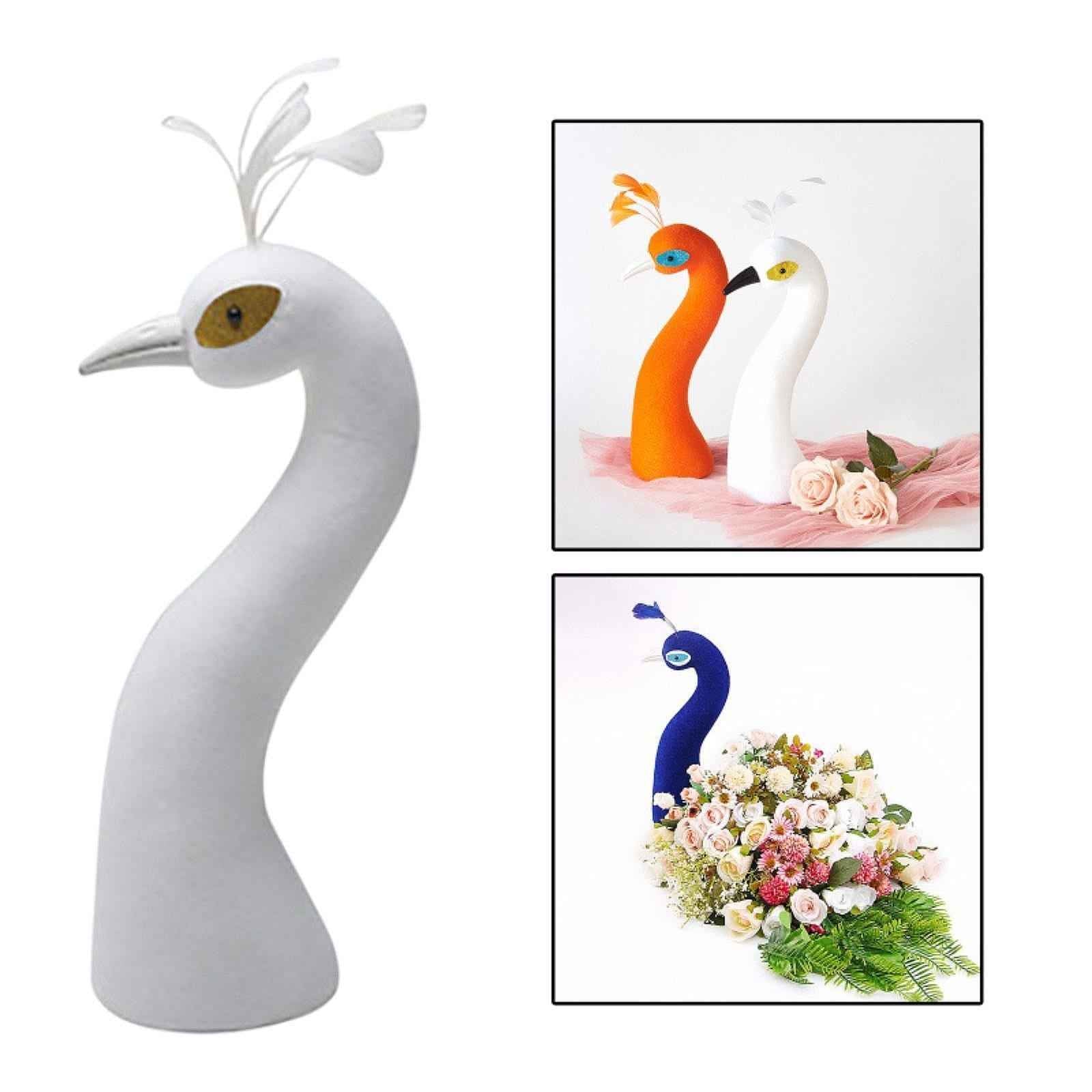 Peacock Mannequin Head Floral Arrangement Decor Home Decor for Wedding Party White