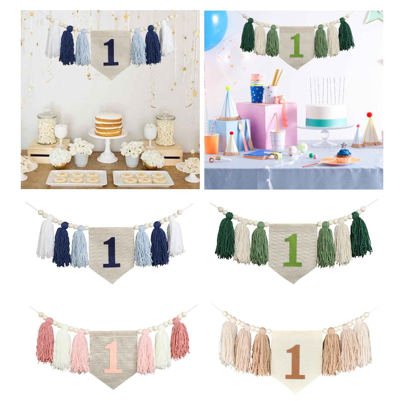 High Chair Banner 1ST Birthday Decoration for Party Kids Room Decor Birthday blue