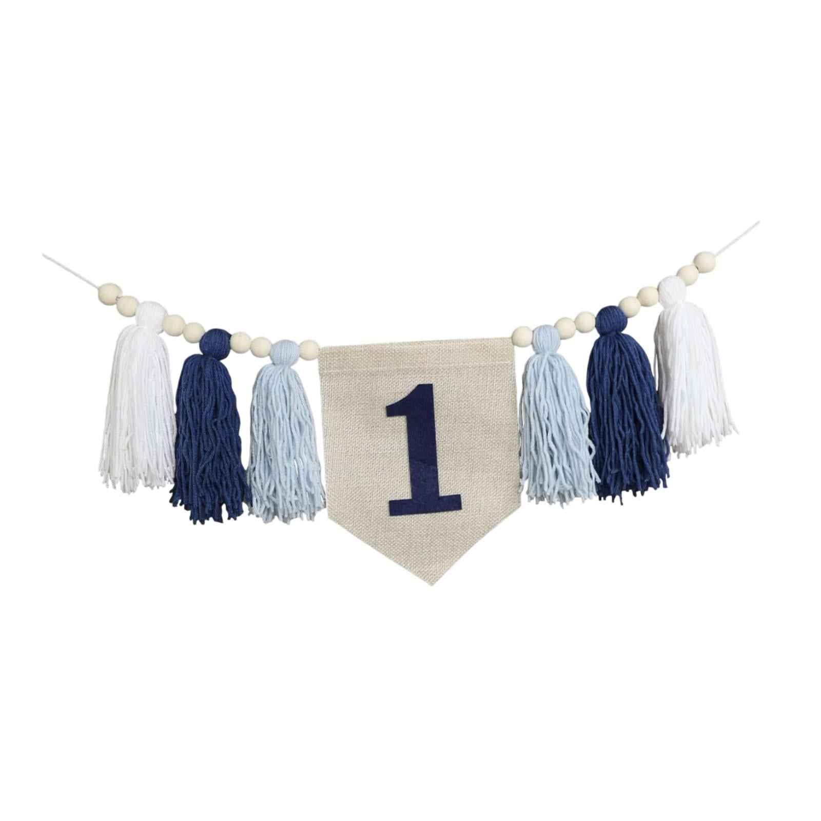 High Chair Banner 1ST Birthday Decoration for Party Kids Room Decor Birthday blue