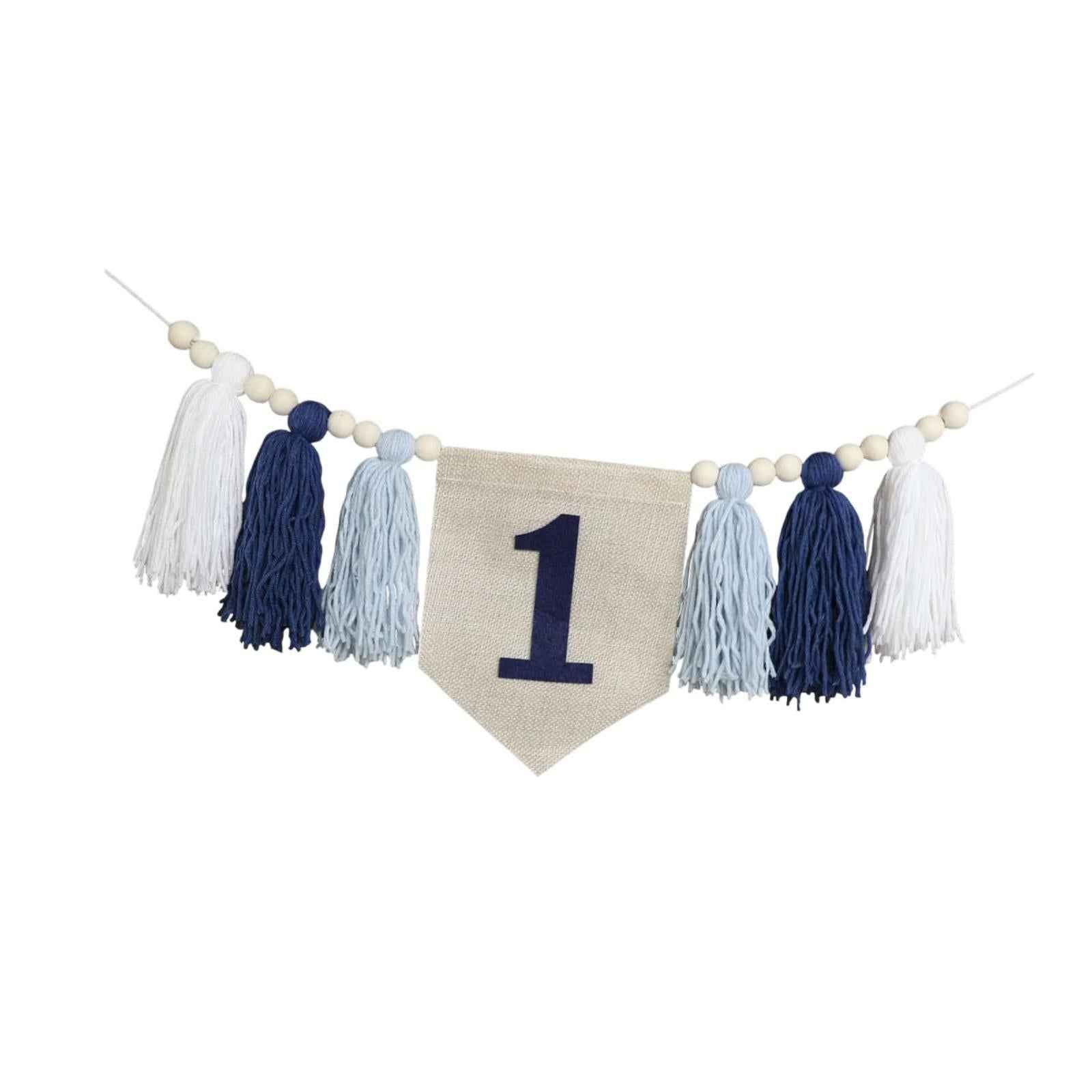 High Chair Banner 1ST Birthday Decoration for Party Kids Room Decor Birthday blue