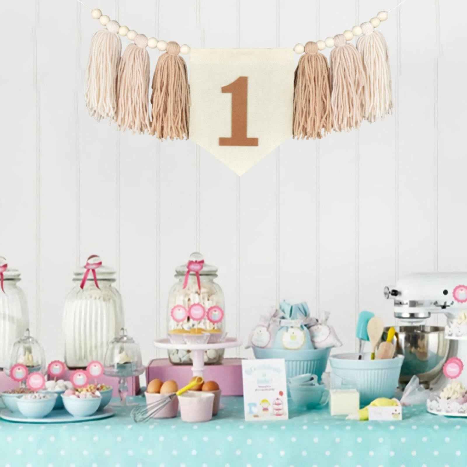 High Chair Banner 1ST Birthday Decoration for Party Kids Room Decor Birthday khaki