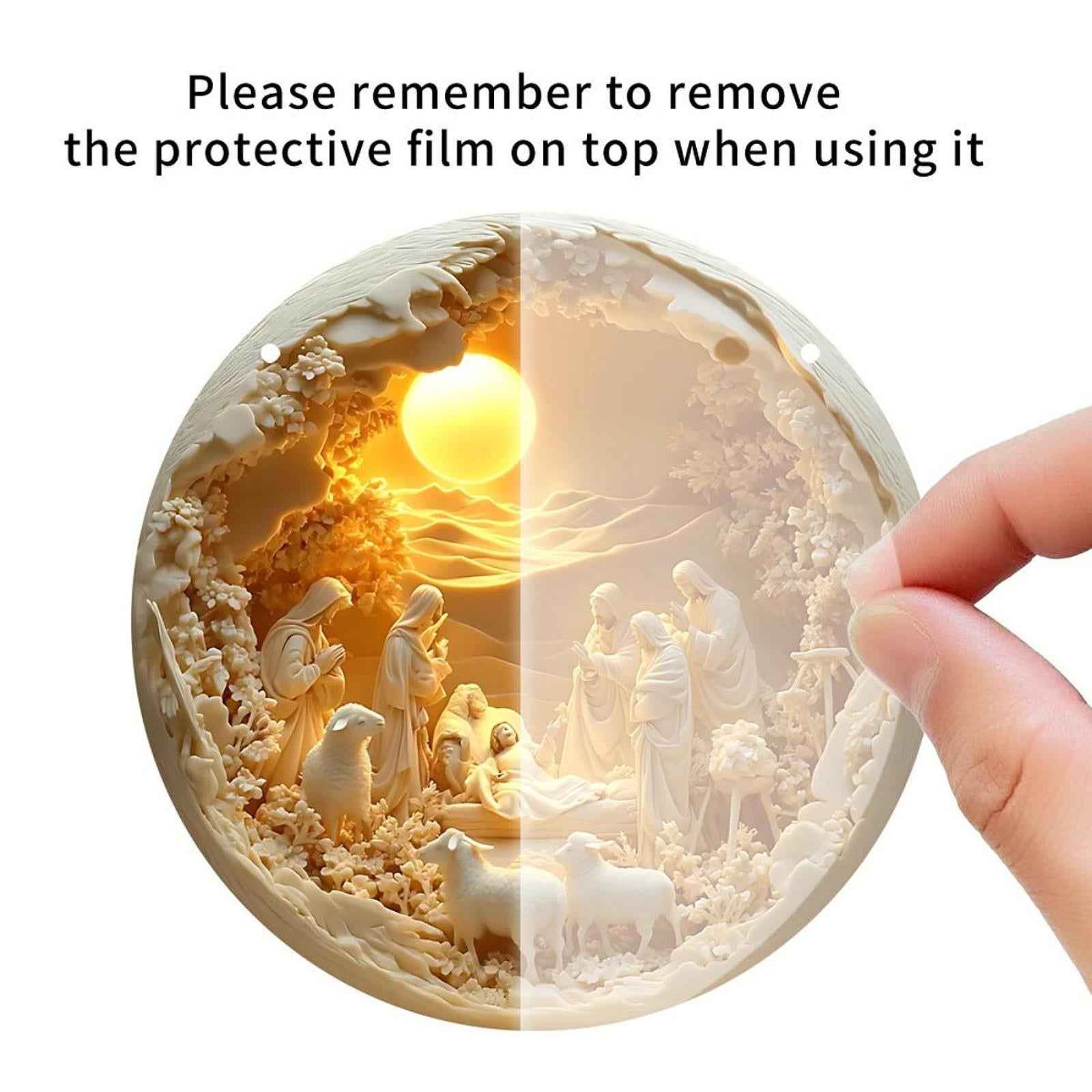 Nativity Scene Hanging Ornament 2D Acrylic Decor for Office Christian Family