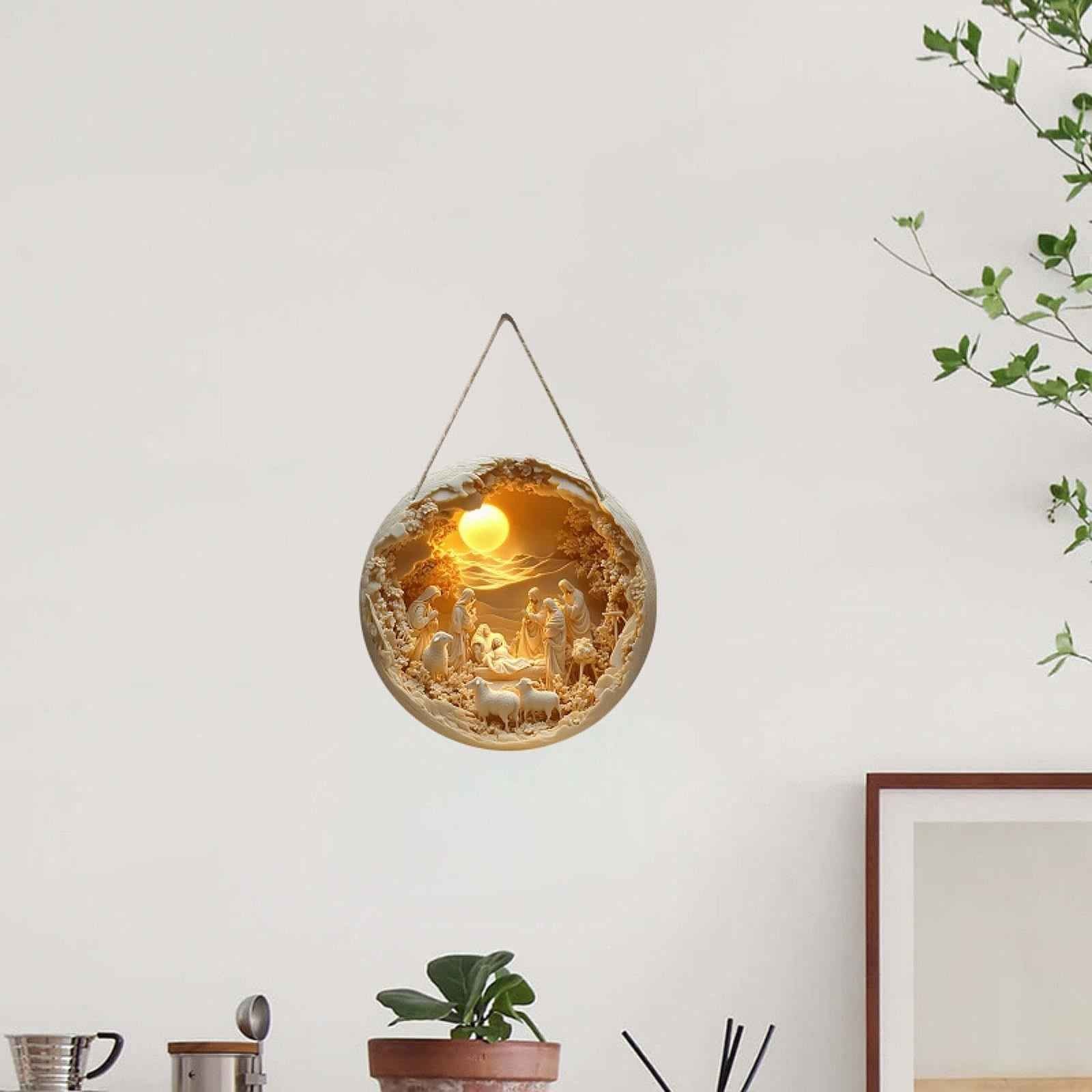 Nativity Scene Hanging Ornament 2D Acrylic Decor for Office Christian Family