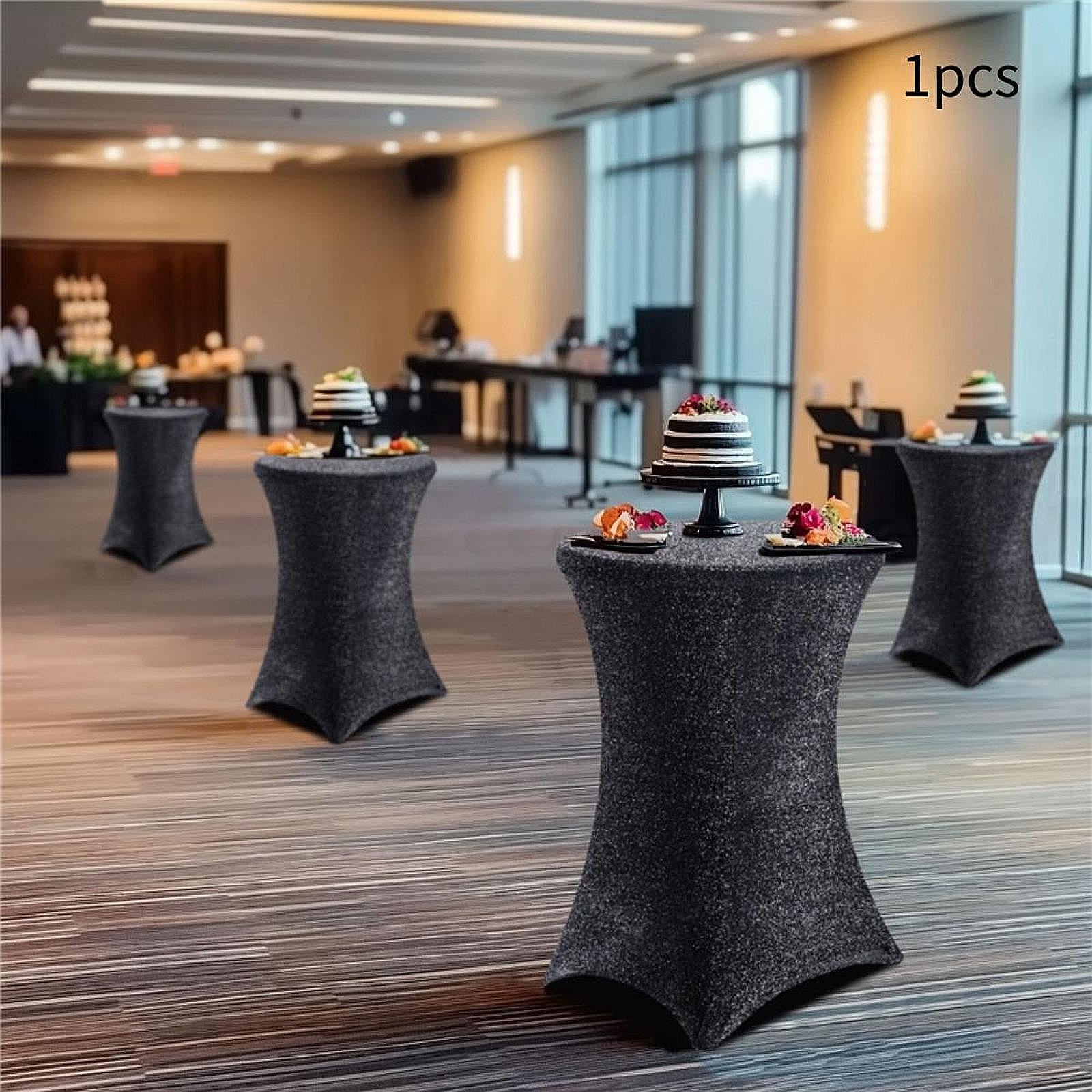 Cocktail Tablecloth Easy to Install Table Cover for Banquet Event Receptions Black