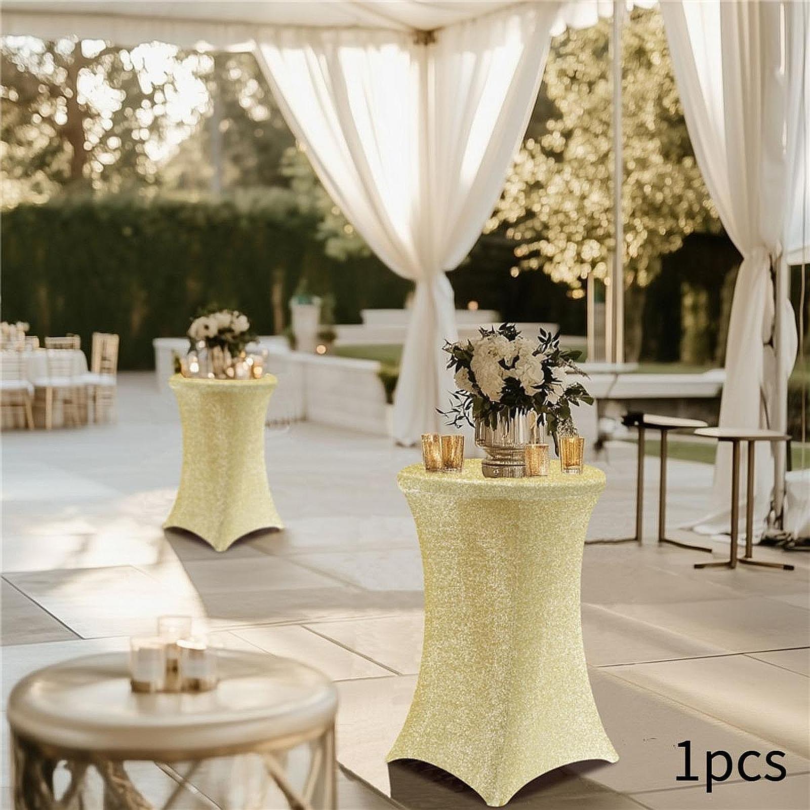 Cocktail Tablecloth Easy to Install Table Cover for Banquet Event Receptions Gold