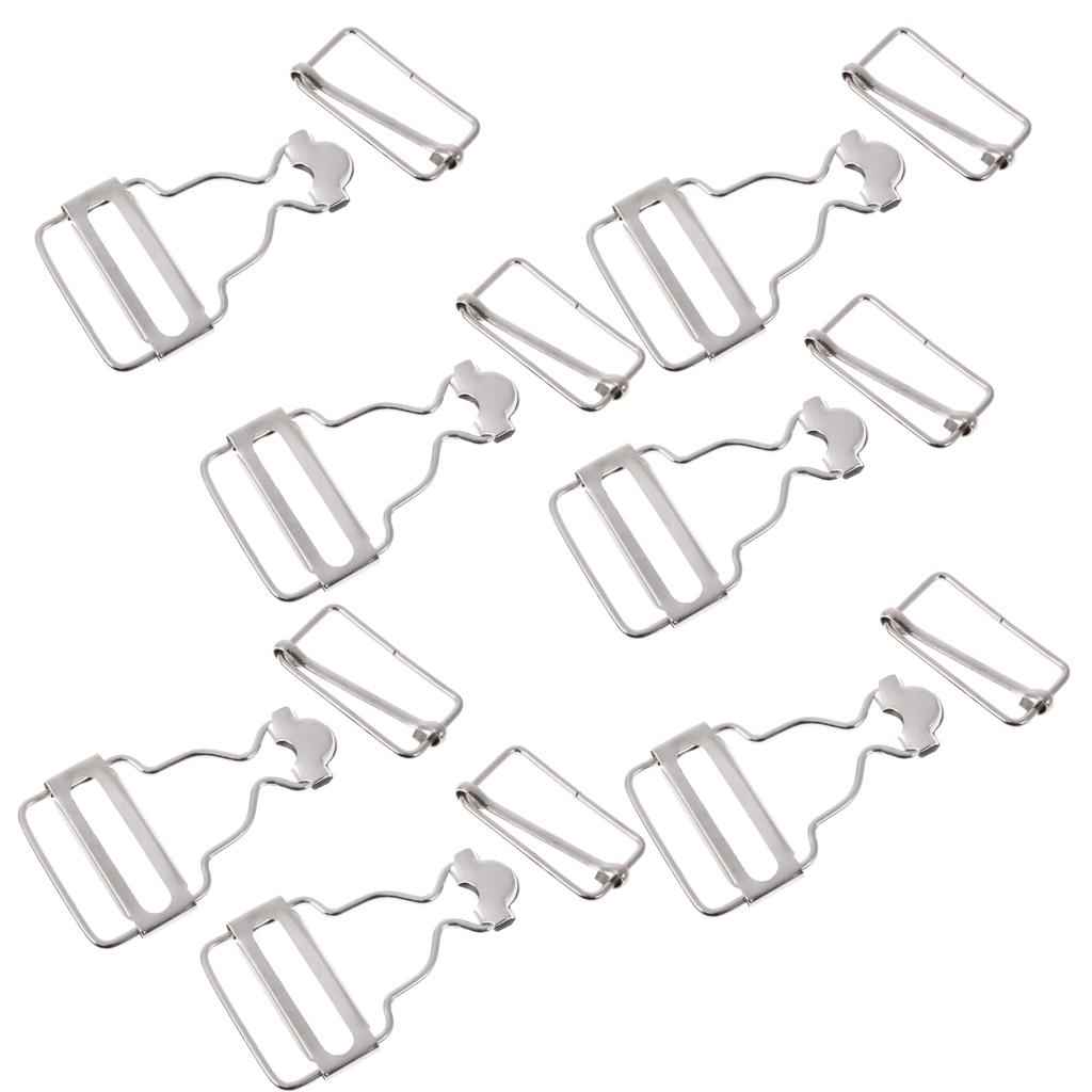Set of 6 Dungaree Fasteners Clip/Brace Buckles for Suspenders 3.2cm Silver