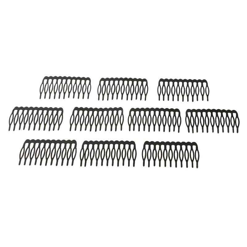 10 Pieces Black Plain Metal 10 Teeth Hair Combs Clips Hairpins for Dressing