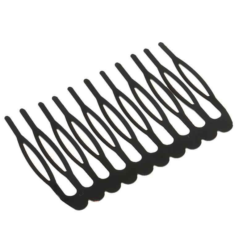 10 Pieces Black Plain Metal 10 Teeth Hair Combs Clips Hairpins for Dressing