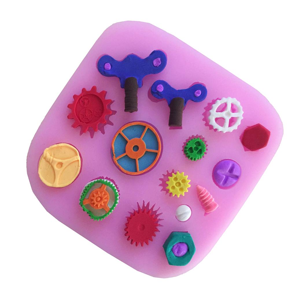 2xSilicone Fondant Cake Mold Sugarcraft Cake Decorating Mould Gear Screw Shape