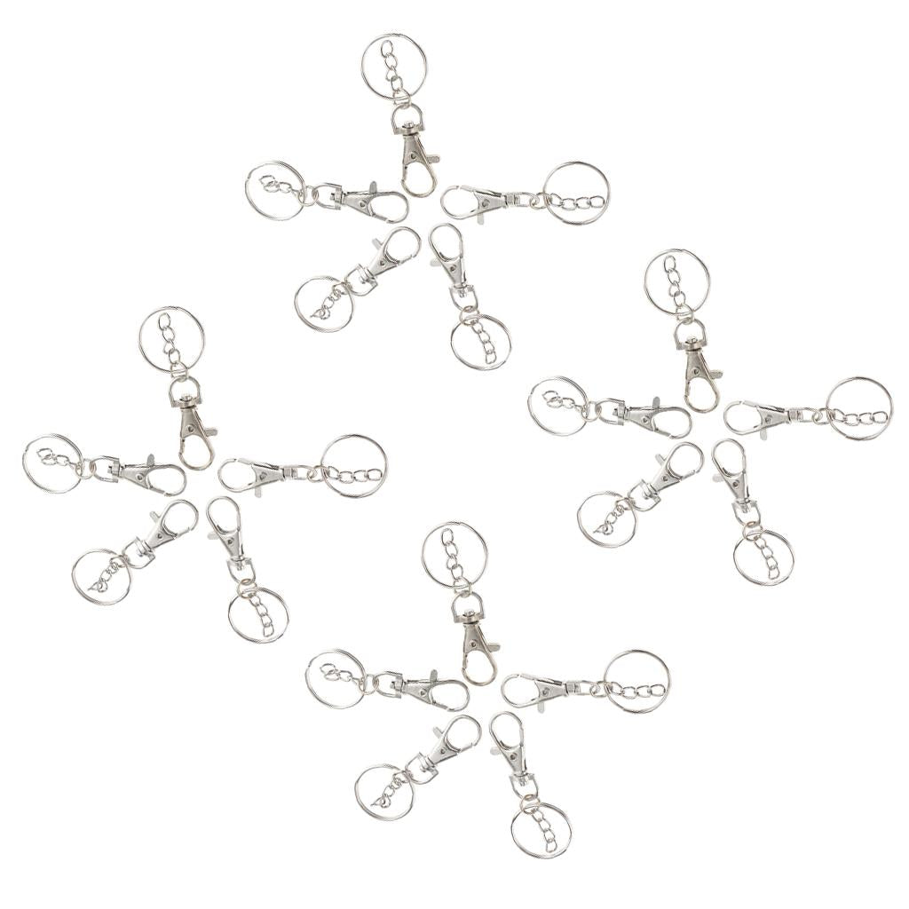 2x20 Pieces Lobster Clasps Claw Swivel Trigger Clips Snap Hooks Key Ring