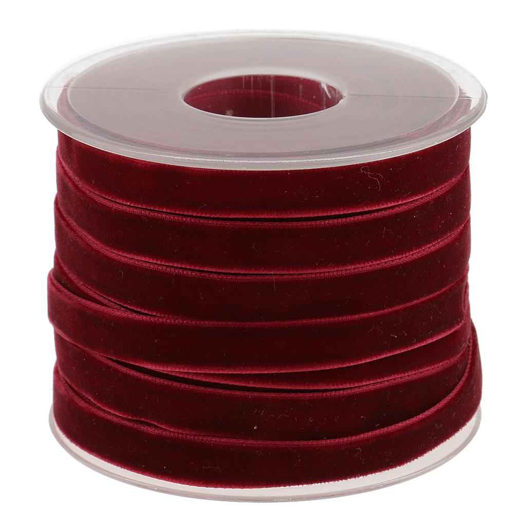 20 Yard 10mm Wide Velvet Ribbon Roll for Crafts  wine red