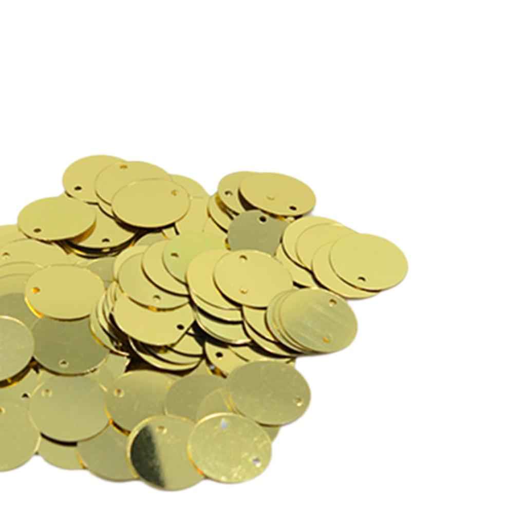 Pack of 130PCS Shiny Round Loose Sequins Paillettes Sewing Craft Jewelry Making Costume DIY Home Decor Ornaments 16mm Gold