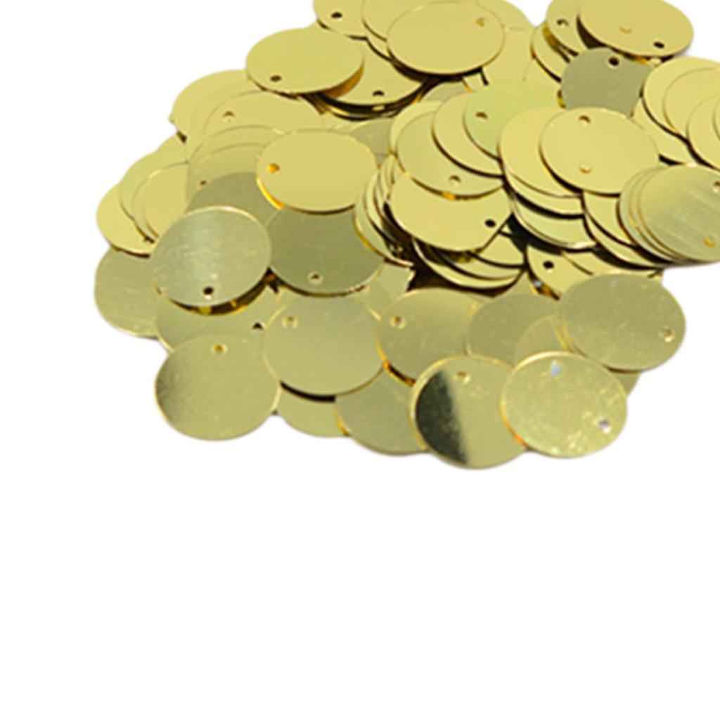 Pack of 130PCS Shiny Round Loose Sequins Paillettes Sewing Craft Jewelry Making Costume DIY Home Decor Ornaments 16mm Gold