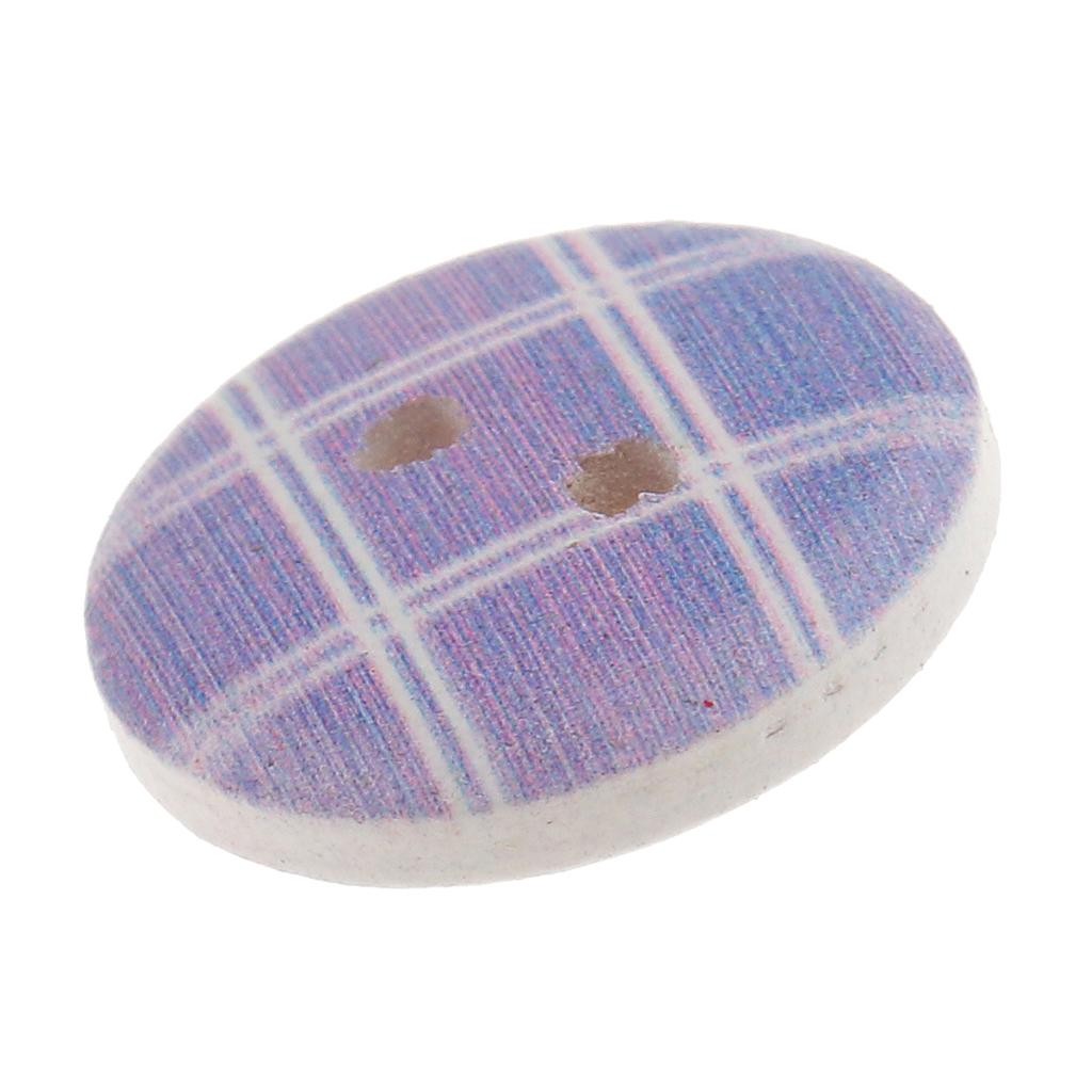 3x100pcs 15mm Polka Dot Plaid Buttons Wood Buttons 2 Holes for Sewing Craft