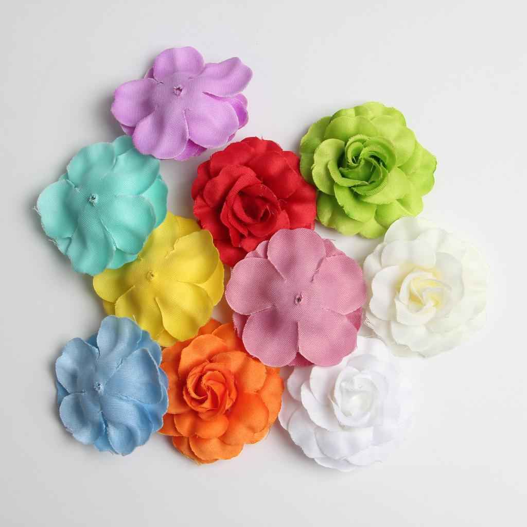 10 Pieces Artificial Silk Rose Flower Head for DIY Crafts 5cm Multicolor