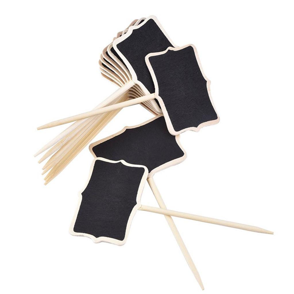30 Pieces Wooden Blackboard Chalkboard Message Board with Stick Tags