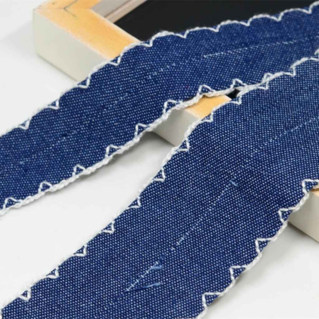 2 Yards Denim Jean Ribbon Trim Fabric for DIY Hair Bow Decoration Navy 40mm