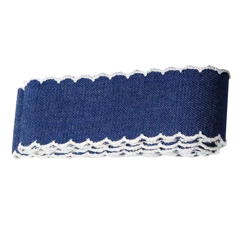 2 Yards Denim Jean Ribbon Trim Fabric for DIY Hair Bow Decoration Navy 40mm