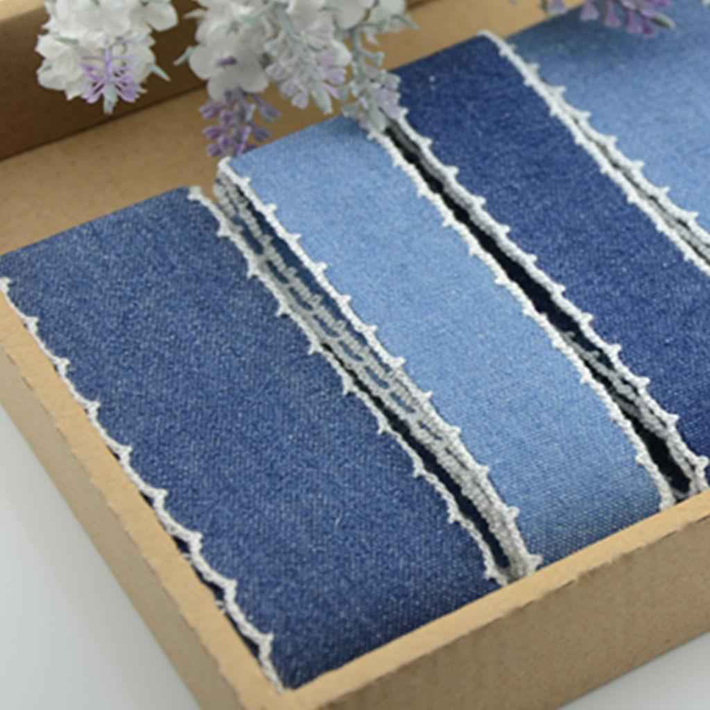 2 Yards Denim Jean Ribbon Trim Fabric for DIY Hair Bow Decoration Navy 40mm