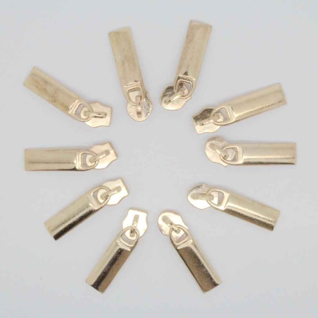 10 Pieces Fashion Alloy Gold Zip Puller/Zipper Pull Sliders Head Zipper Repair Kit 7x25mm for Clothes Bag Jeans Qulit