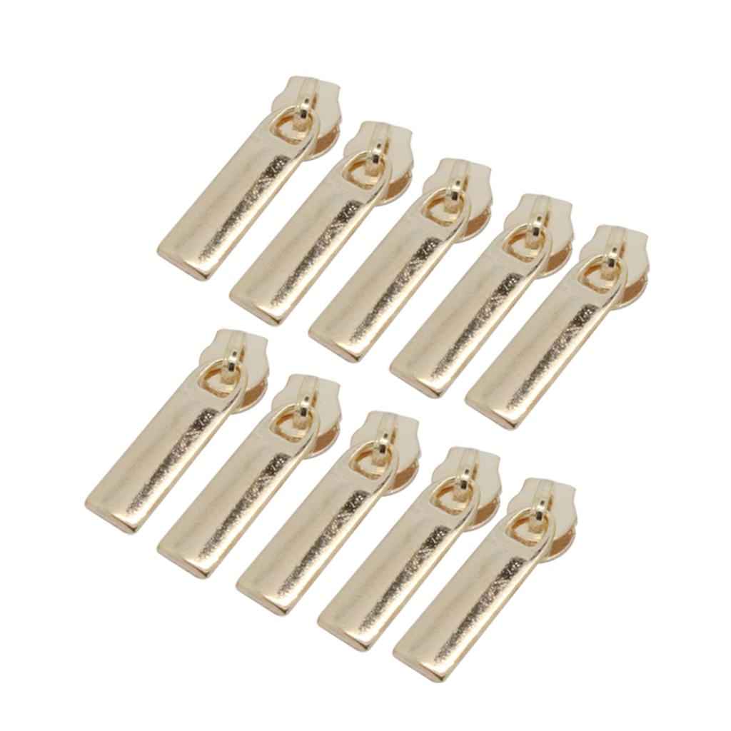 10 Pieces Fashion Alloy Gold Zip Puller/Zipper Pull Sliders Head Zipper Repair Kit 7x25mm for Clothes Bag Jeans Qulit