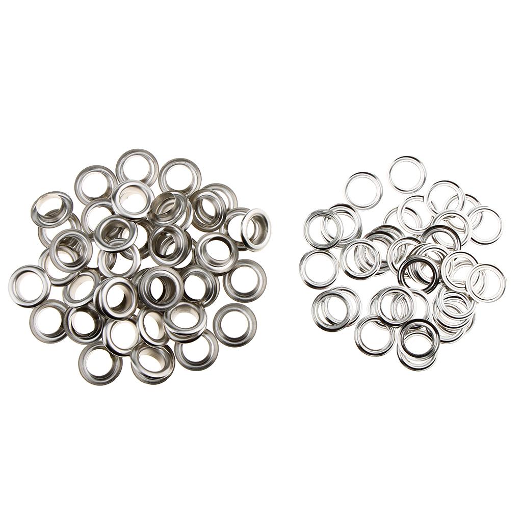 3x50 Pieces Metal Eyelets with Washers Leathercraft Accessories 20mm Silver