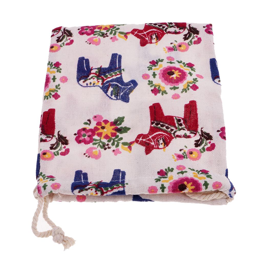 4x1 Piece Cotton Linen Drawstring Sack Pouch Burlap Jute Storage Bag Gift Bag