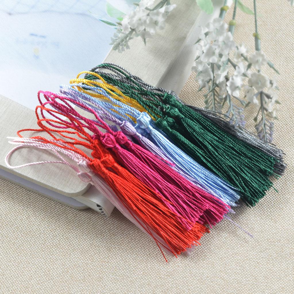 60Pcs Multicolored Silky Handmade Soft Craft Mini Tassels with Loops