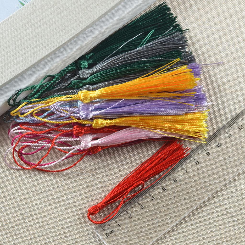 360 Pieces Multicolored Silky Handmade Soft Craft Mini Tassels with Loops