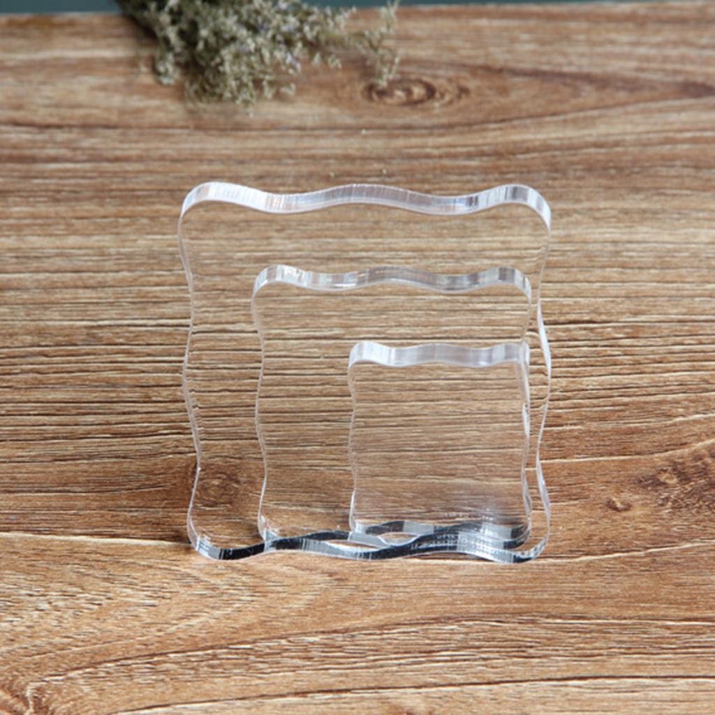 3xTransparent Scrapbook Clear Stamp Pad DIY Tool Acrylic Stamp Blocks 5x5cm