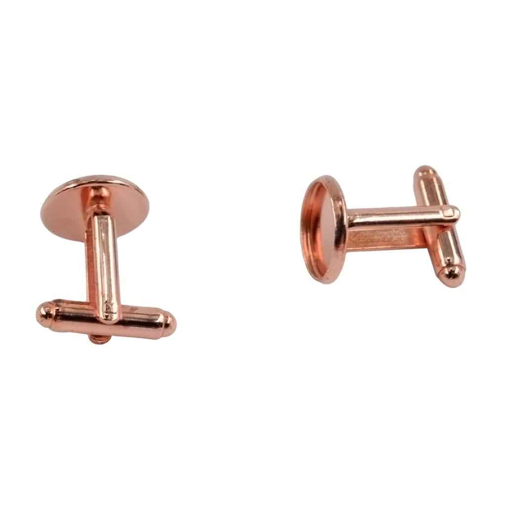 10 Pieces DIY Cufflink Findings Cuff Link Blank Back Plate Pad Base rosegold