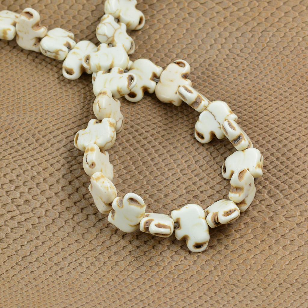 2x43Pcs Howlite Turquoise White Elephant Spacer Loose Beads Jewelry DIY Making